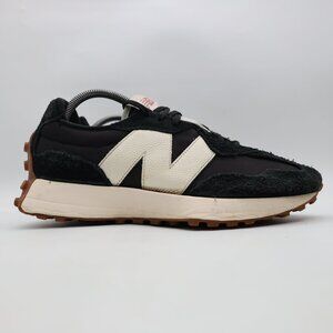 New Balance 327 Men's 8.5 Women's 10 Black White Suede Nylon Retro Running